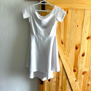 White high low cocktail dress with pockets